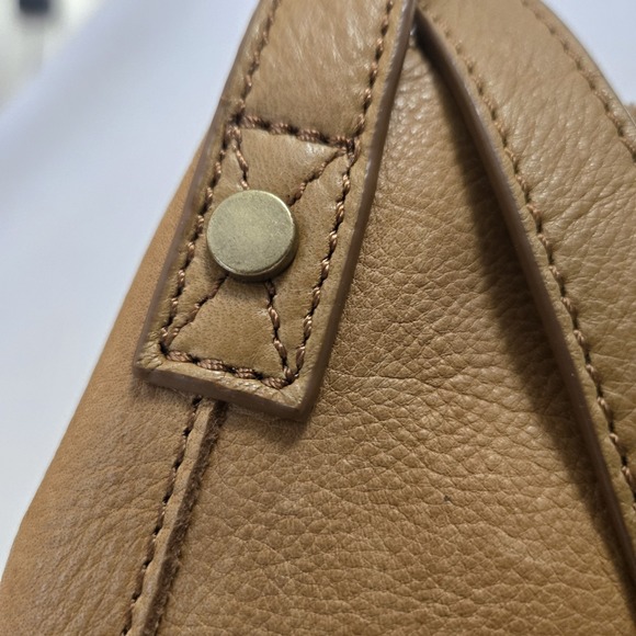 American Leather Shoulder Bag Tan Neutral Earth Tone Classic Genuine Purse - Picture 3 of 16